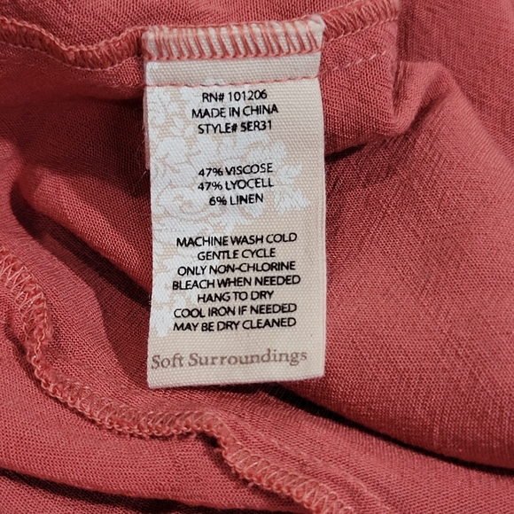 Soft Surroundings Santa Barbara Button Down Tunic Top Coral 1XLarg Cotton Modal - Picture 7 of 10